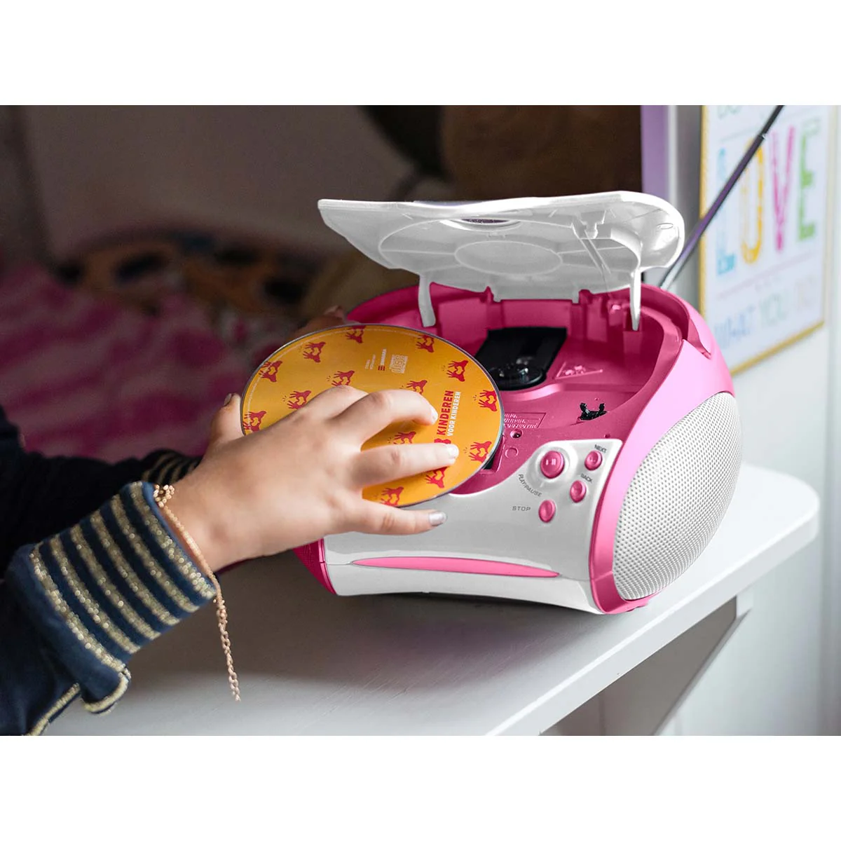 LENCO SCD-24PK kids - Draagbare stereo FM radio met CD-speler - Roze - Image 11