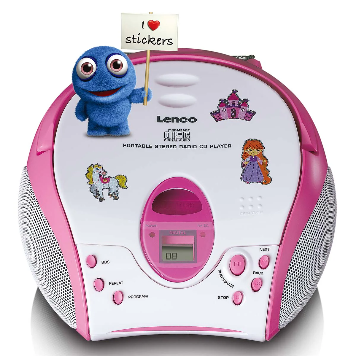 LENCO SCD-24PK kids - Draagbare stereo FM radio met CD-speler - Roze - Image 3