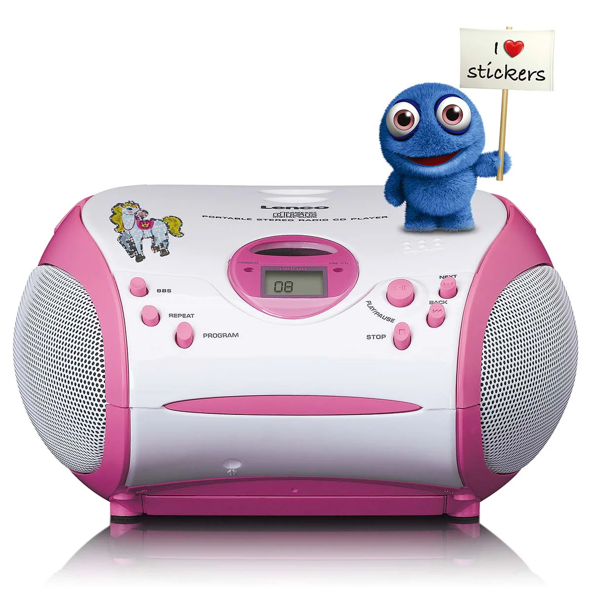 LENCO SCD-24PK kids - Draagbare stereo FM radio met CD-speler - Roze - Image 4