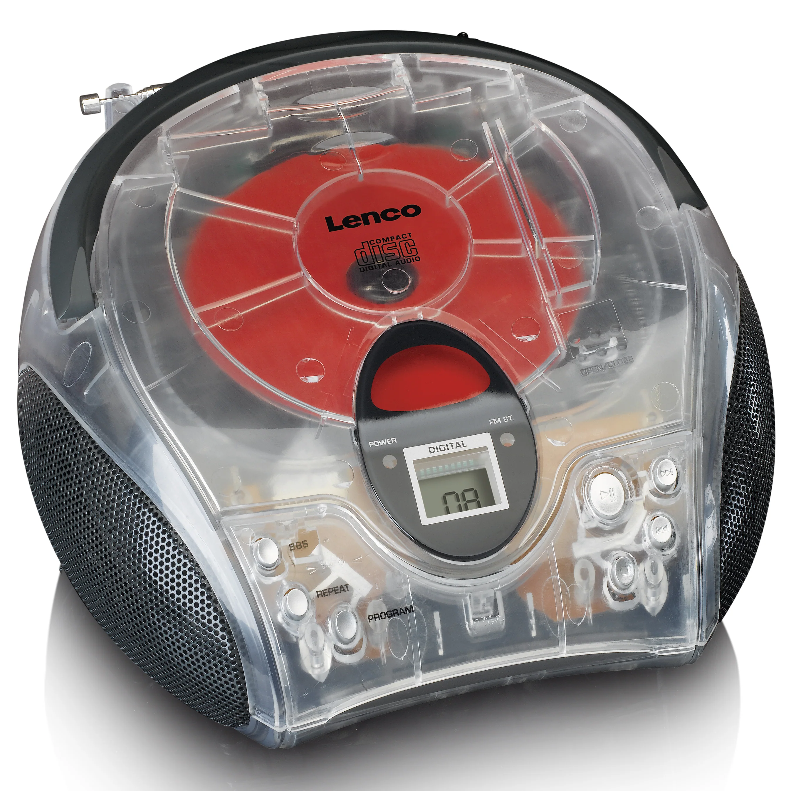 LENCO SCD-24TR - Draagbare stereo FM radio met CD-speler - Transparant - Image 2