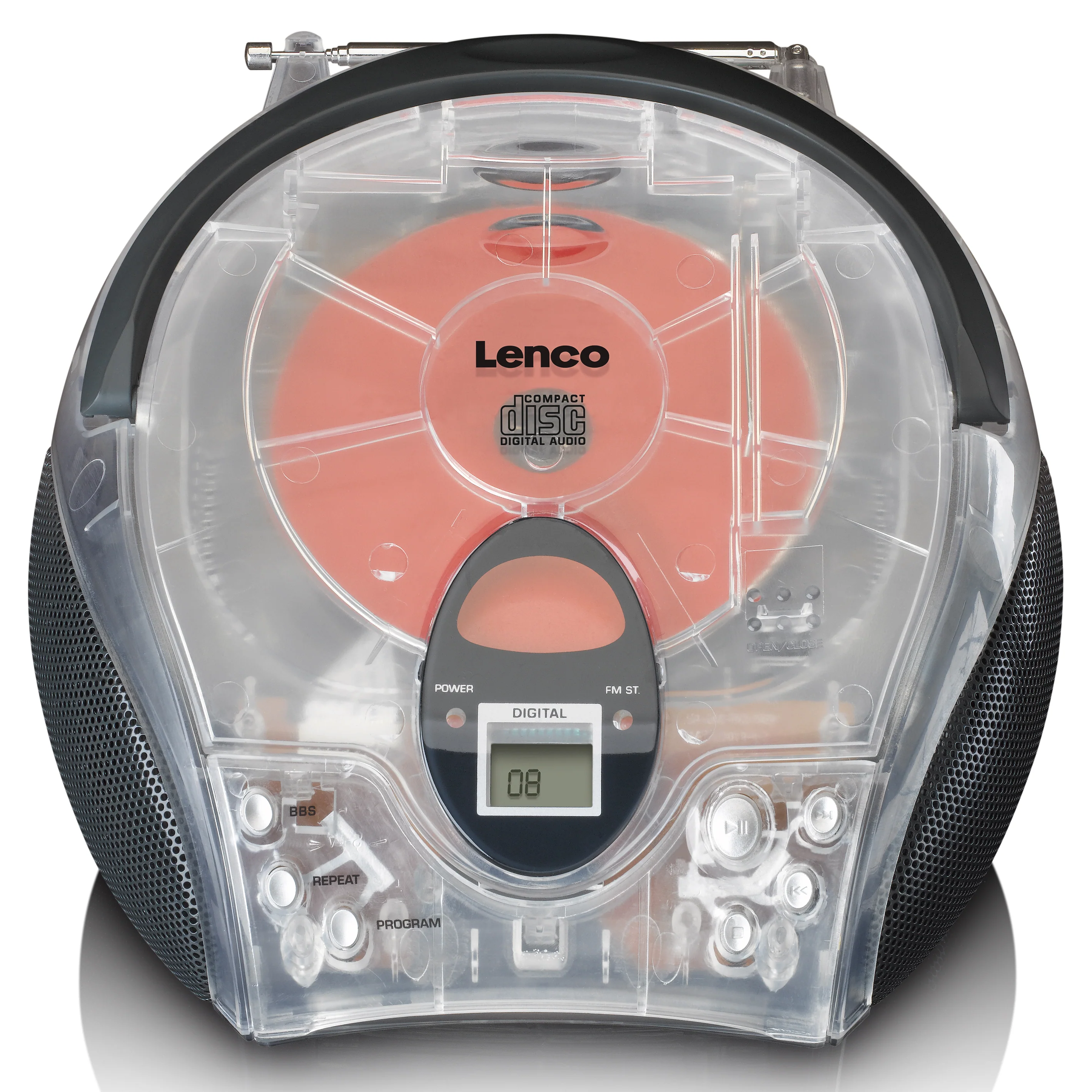LENCO SCD-24TR - Draagbare stereo FM radio met CD-speler - Transparant - Image 3