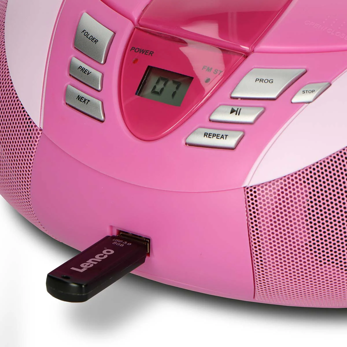 LENCO SCD-37 USB Pink - Draagbare FM Radio CD en USB speler - Roze - Image 10