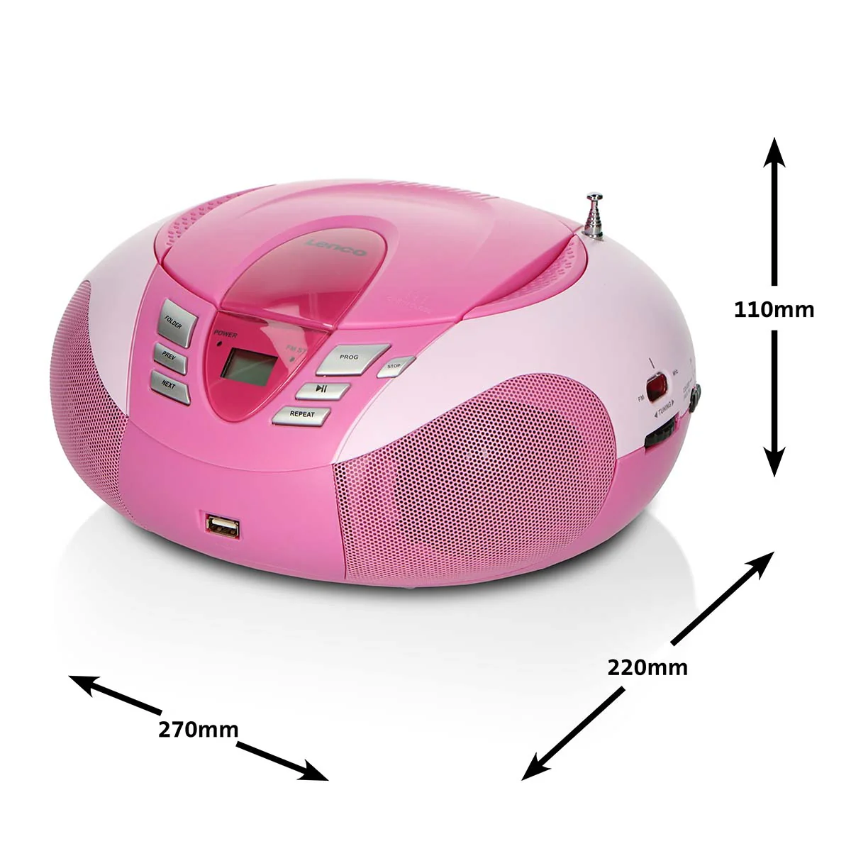 LENCO SCD-37 USB Pink - Draagbare FM Radio CD en USB speler - Roze - Image 14