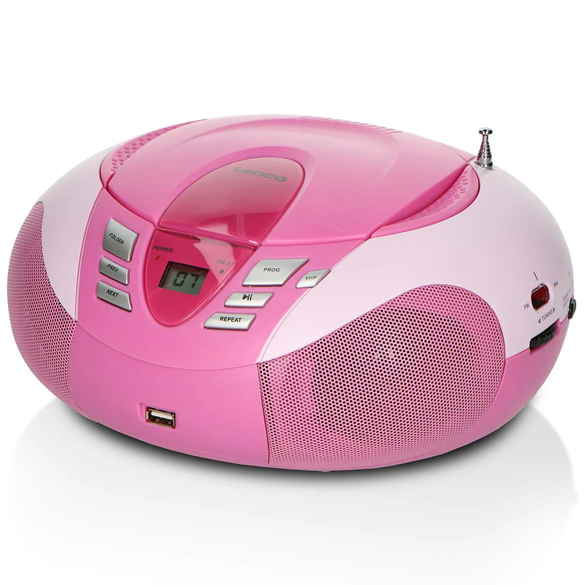 LENCO SCD-37 USB Pink - Draagbare FM Radio CD en USB speler - Roze - Image 5