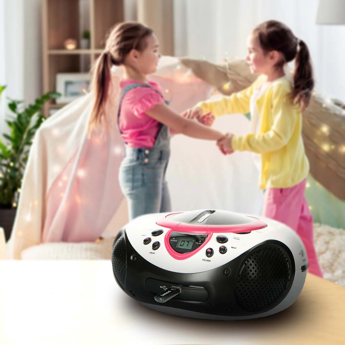 LENCO SCD-38 USB Pink - Draagbare FM Radio CD en USB speler - Roze - Image 11