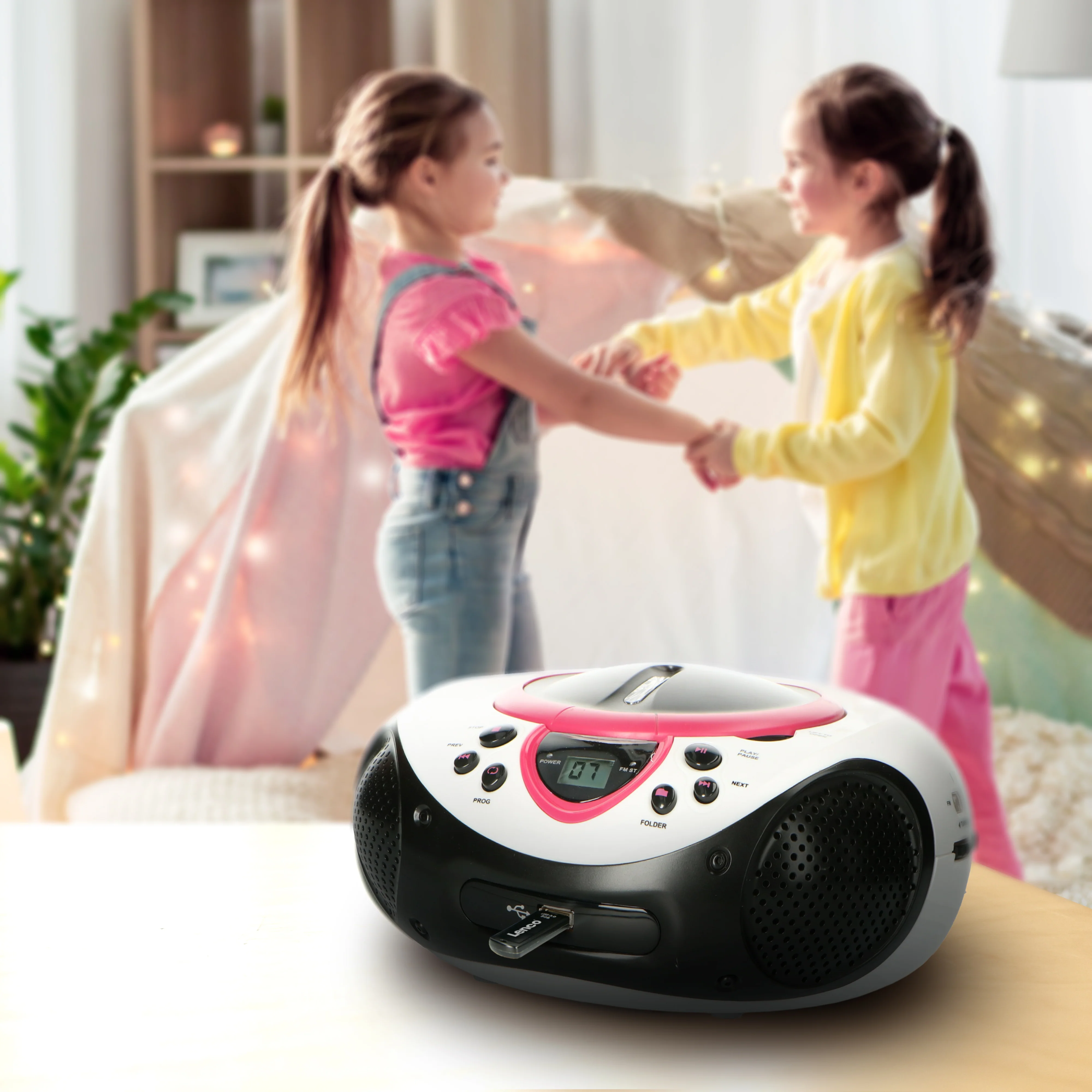 LENCO SCD-38 USB Pink - Draagbare FM Radio CD en USB speler - Roze - Image 13
