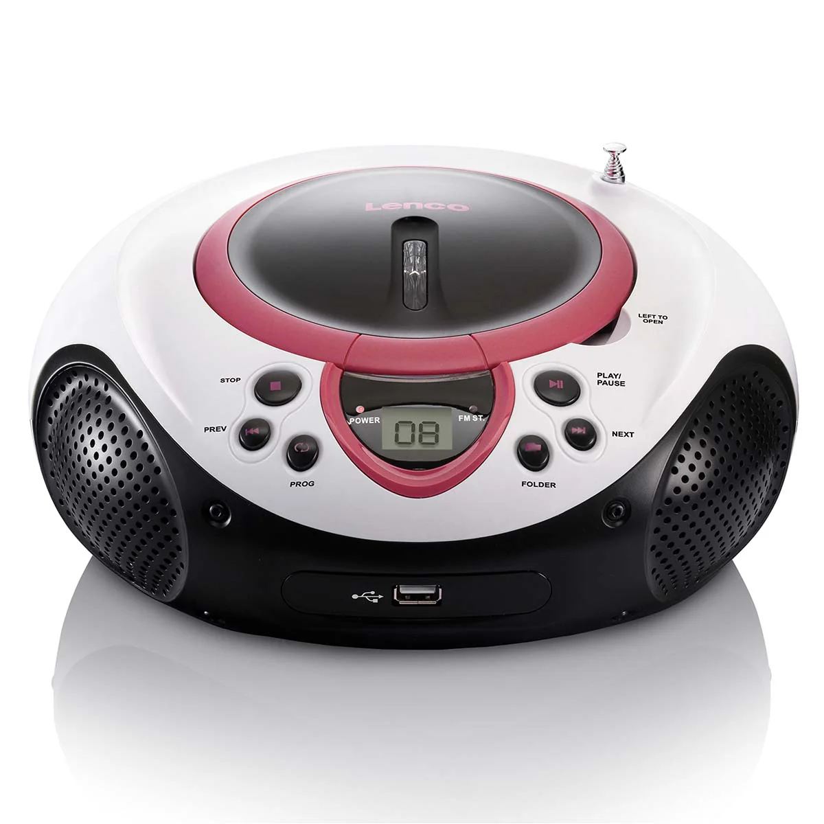 LENCO SCD-38 USB Pink - Draagbare FM Radio CD en USB speler - Roze - Image 3
