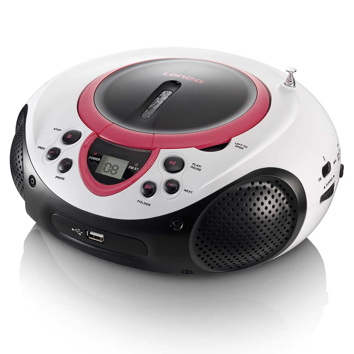 LENCO SCD-38 USB Pink - Draagbare FM Radio CD en USB speler - Roze - Image 4