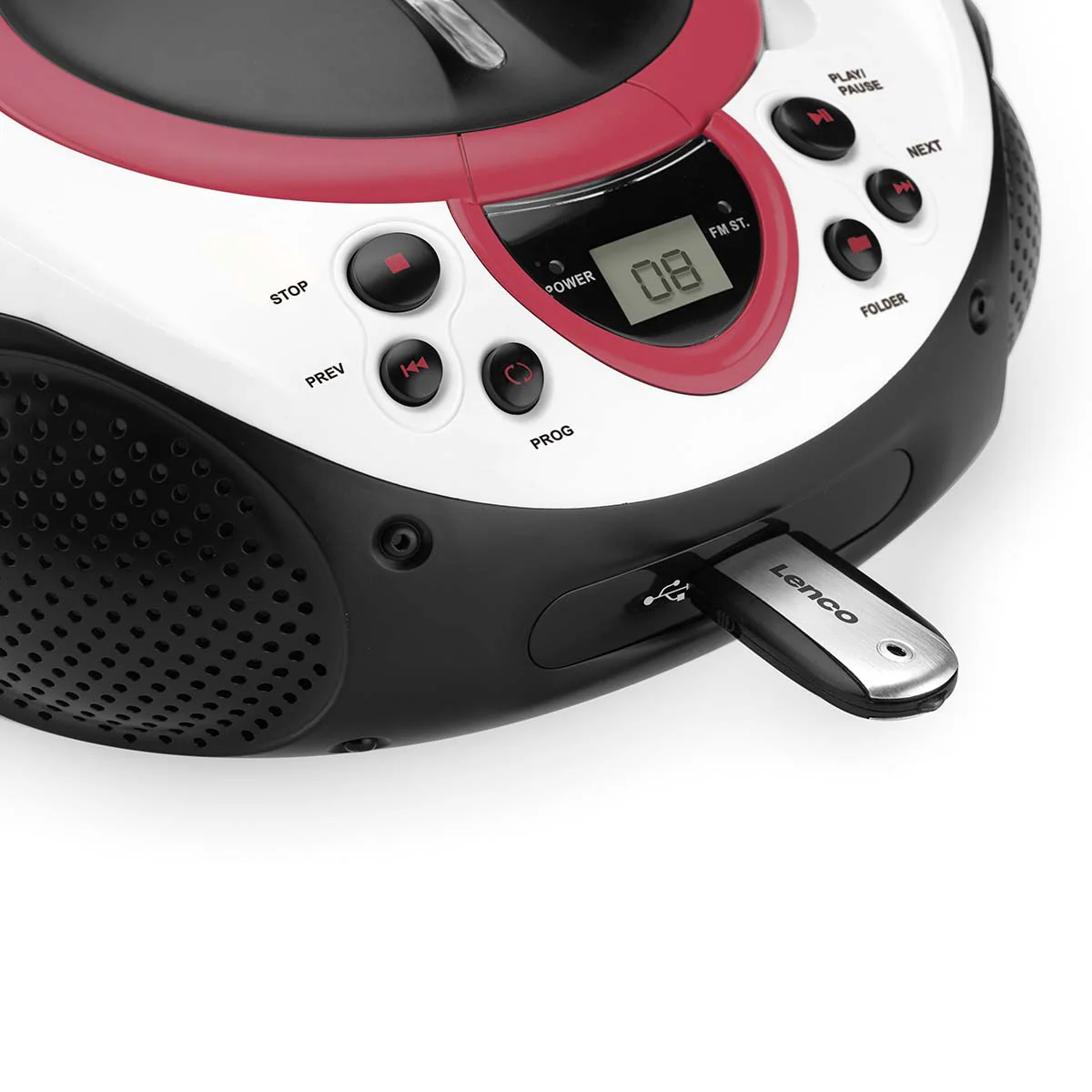 LENCO SCD-38 USB Pink - Draagbare FM Radio CD en USB speler - Roze - Image 5