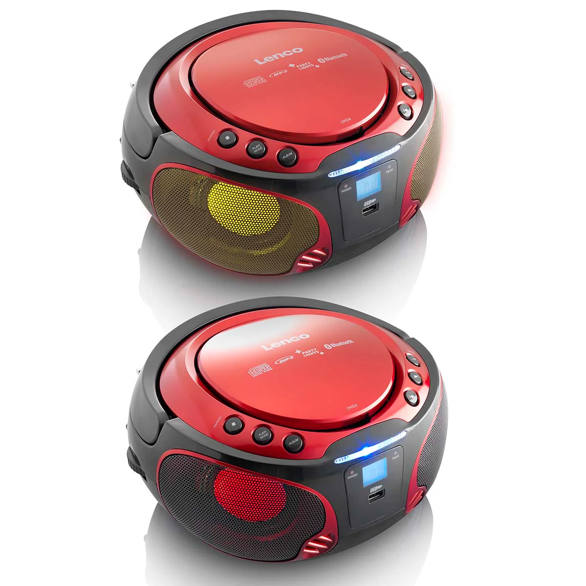 LENCO SCD-550RD - Draagbare FM Radio CD/MP3/USB/Bluetooth®-speler met LED verlichting - Rood - Image 7