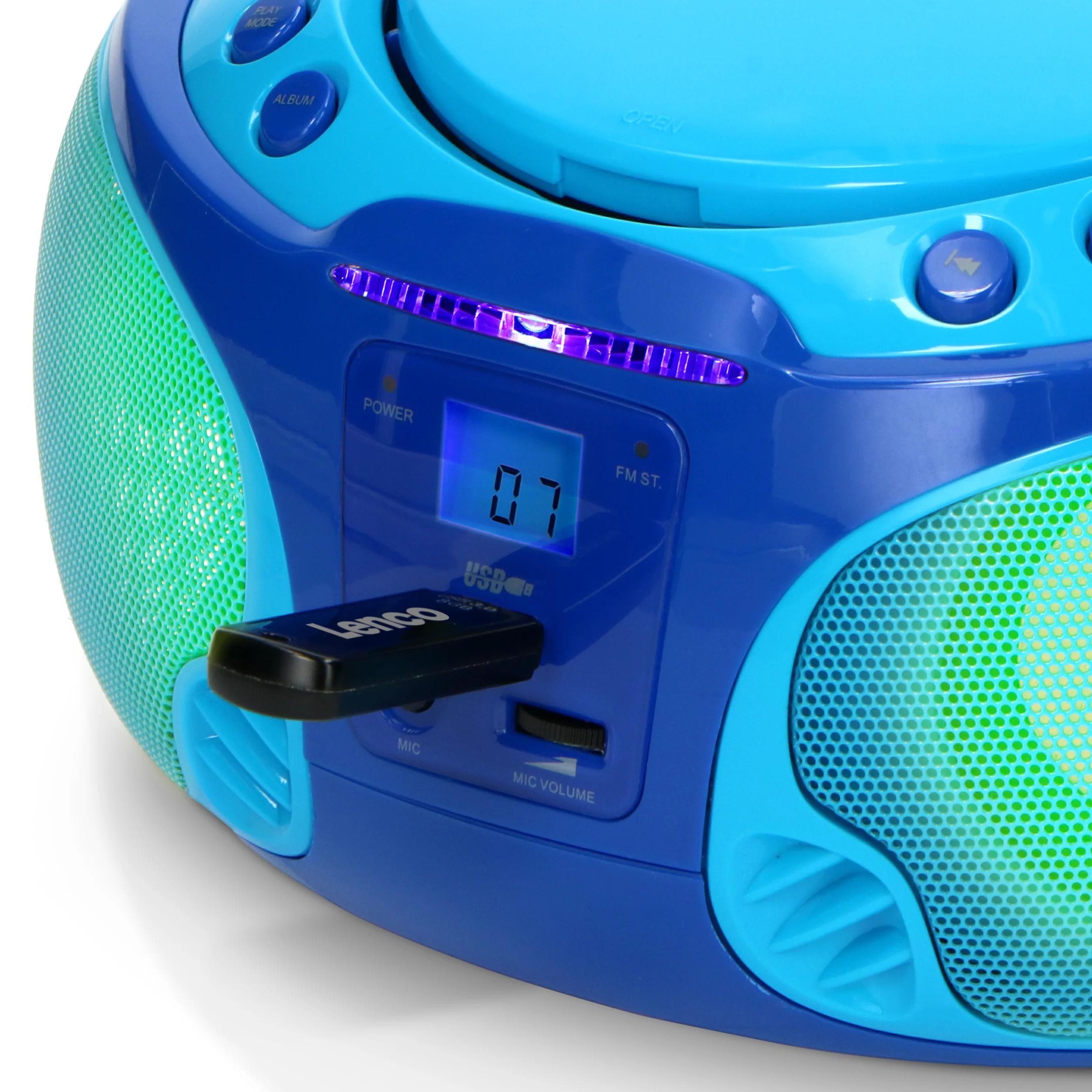 LENCO SCD-650BU Draagbare FM Radio CD/MP3/USB microfoon en licht effecten - Blauw - Image 12