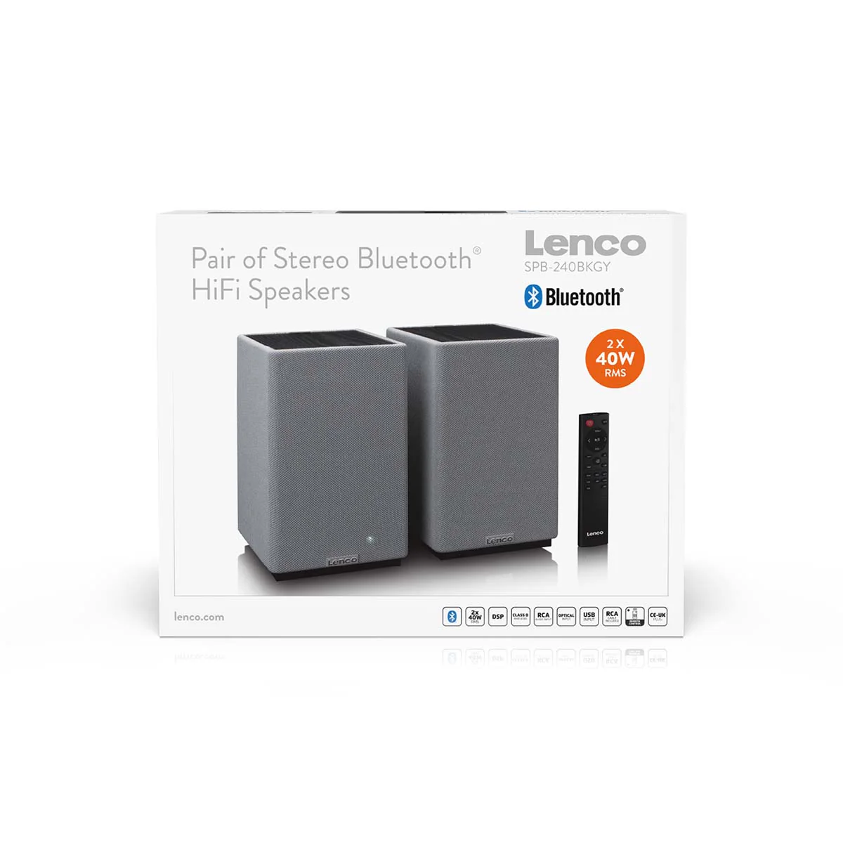 LENCO SPB-240BKGY - Set van 2 HiFi stereo Bluetooth® speakers - Krachtig geluid in een stijlvol design - Zwart/Grijs - Image 11