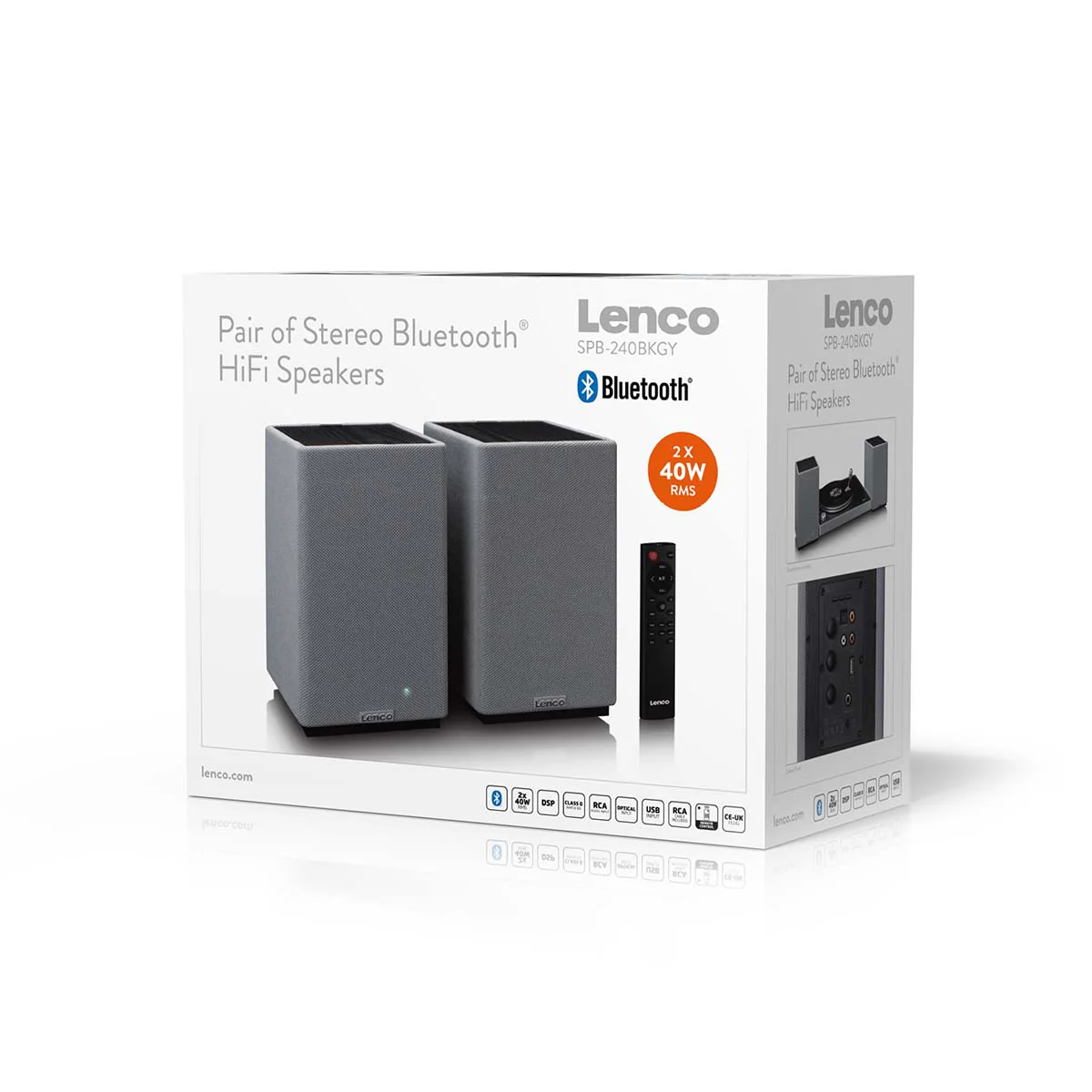 LENCO SPB-240BKGY - Set van 2 HiFi stereo Bluetooth® speakers - Krachtig geluid in een stijlvol design - Zwart/Grijs - Image 12