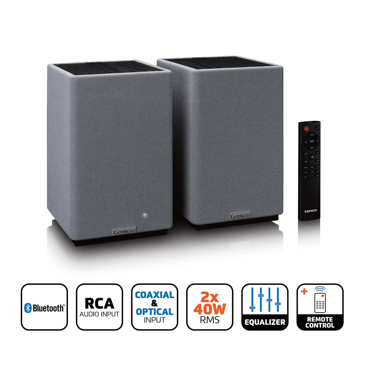 LENCO SPB-240BKGY - Set van 2 HiFi stereo Bluetooth® speakers - Krachtig geluid in een stijlvol design - Zwart/Grijs - Image 9