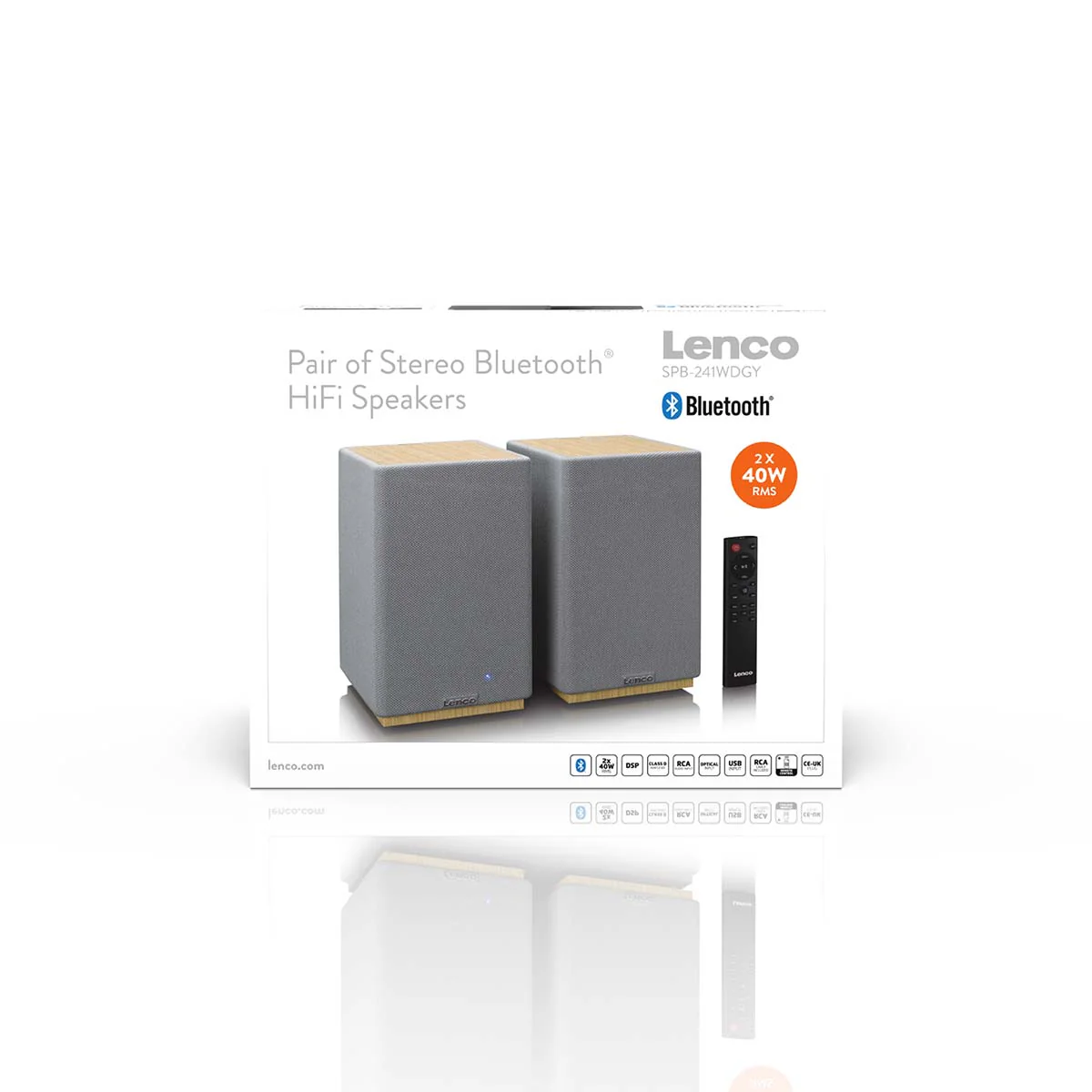 LENCO SPB-241WDGY - Set van 2 HiFi stereo Bluetooth® speakers - Krachtig geluid in een stijlvol design - Hout/Grijs - Image 10