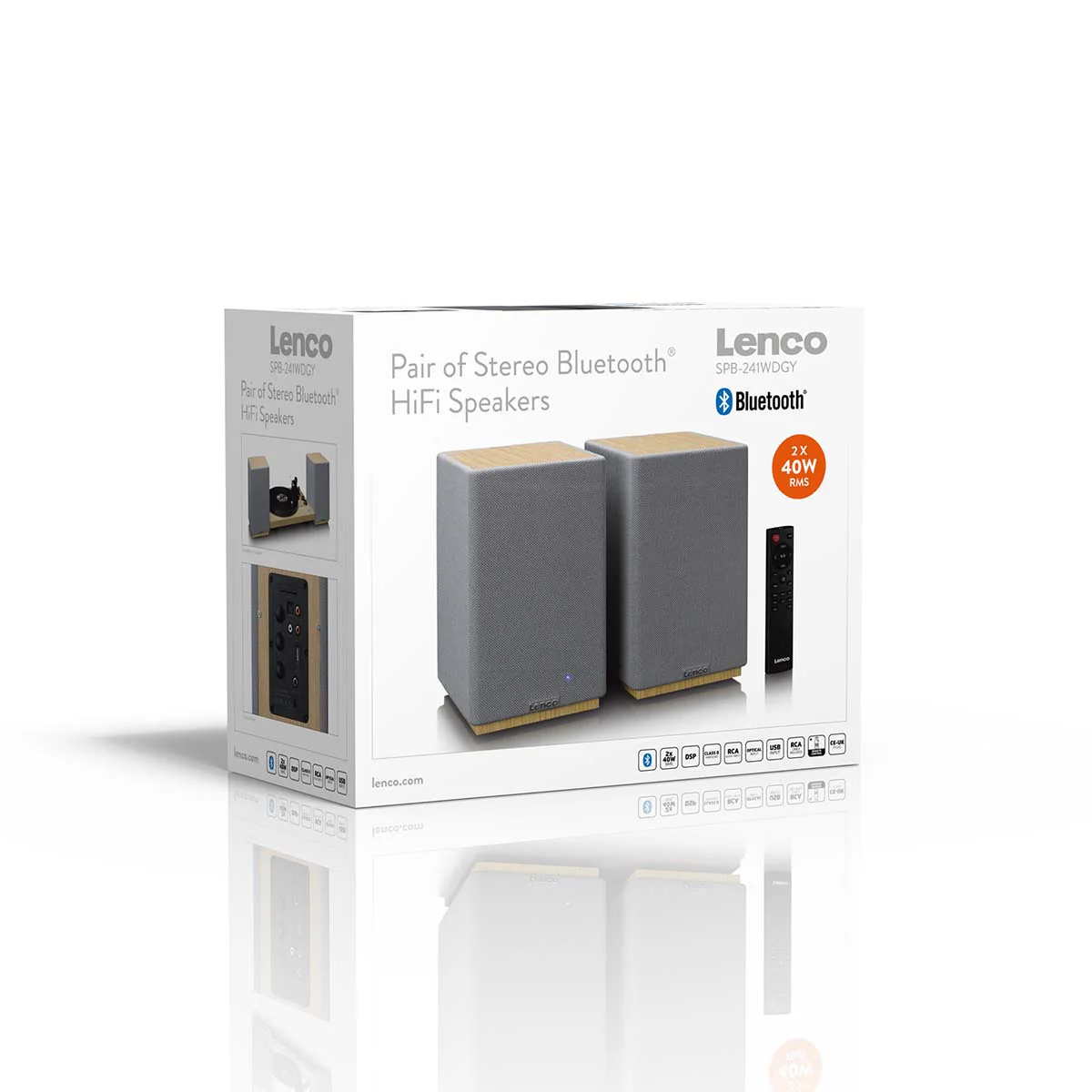 LENCO SPB-241WDGY - Set van 2 HiFi stereo Bluetooth® speakers - Krachtig geluid in een stijlvol design - Hout/Grijs - Image 12