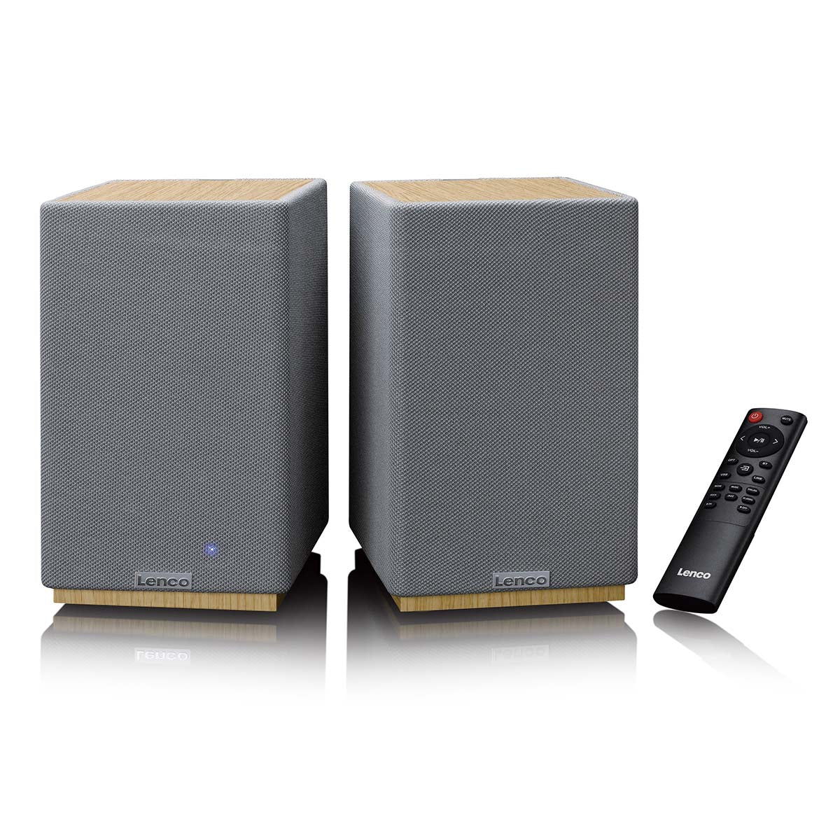 LENCO SPB-241WDGY - Set van 2 HiFi stereo Bluetooth® speakers - Krachtig geluid in een stijlvol design - Hout/Grijs - Image 4
