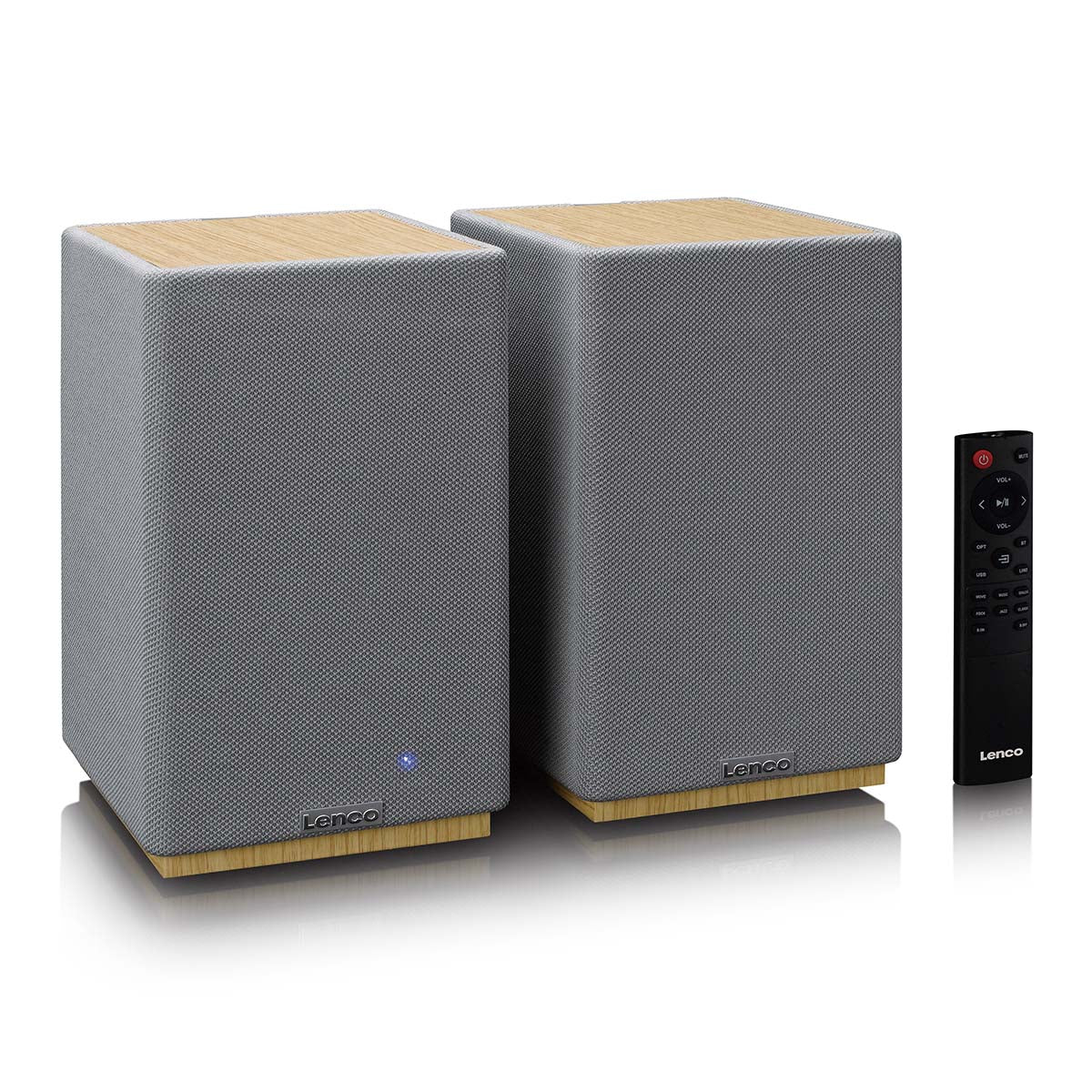 LENCO SPB-241WDGY - Set van 2 HiFi stereo Bluetooth® speakers - Krachtig geluid in een stijlvol design - Hout/Grijs - Image 6