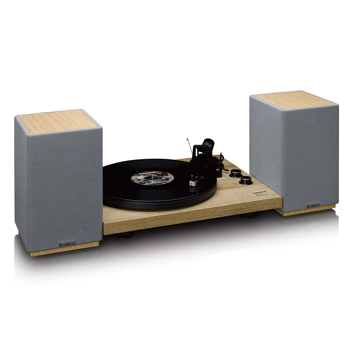LENCO SPB-241WDGY - Set van 2 HiFi stereo Bluetooth® speakers - Krachtig geluid in een stijlvol design - Hout/Grijs - Image 9