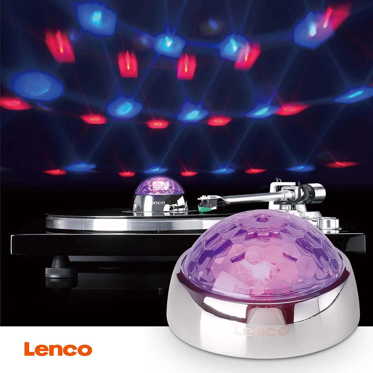 LENCO TTA-080SI - Platenstabilisator met RGB lichteffecten - Platenspeler aandrukgewicht 250g en discobal in één - Zilver - Image 14